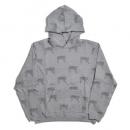 STONE GREY ALLOVER EMBROIDERED LOGO HOODIE