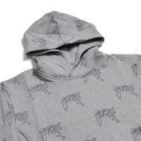 STONE GREY ALLOVER EMBROIDERED LOGO HOODIE